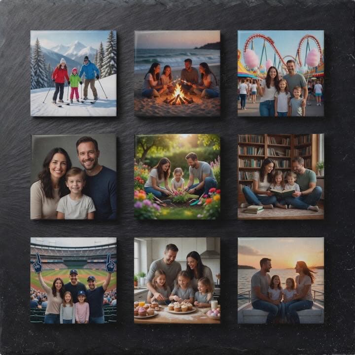 Photo magnets showing favorite moments